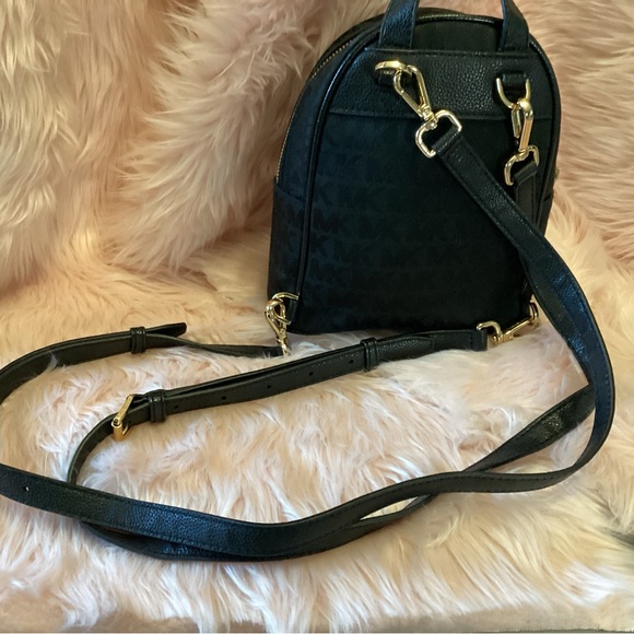Michael Kors small monogram black canvas backpack with branded removable straps - Picture 4 of 10